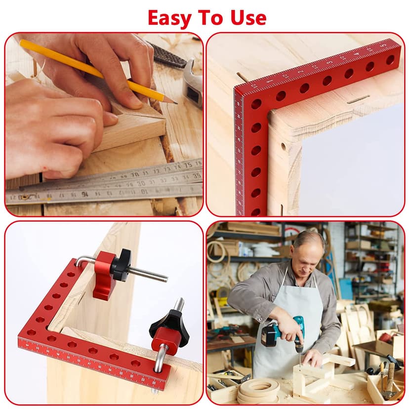 90 Degree Right Angle Positioning Clamp, Aluminum Alloy Right Angle Square Clamps 14 cm/5.5 inch Professional Woodworking Tools Carpentry Equipment for Picture Frames Cabinet Drawers - 4 Sets - 6