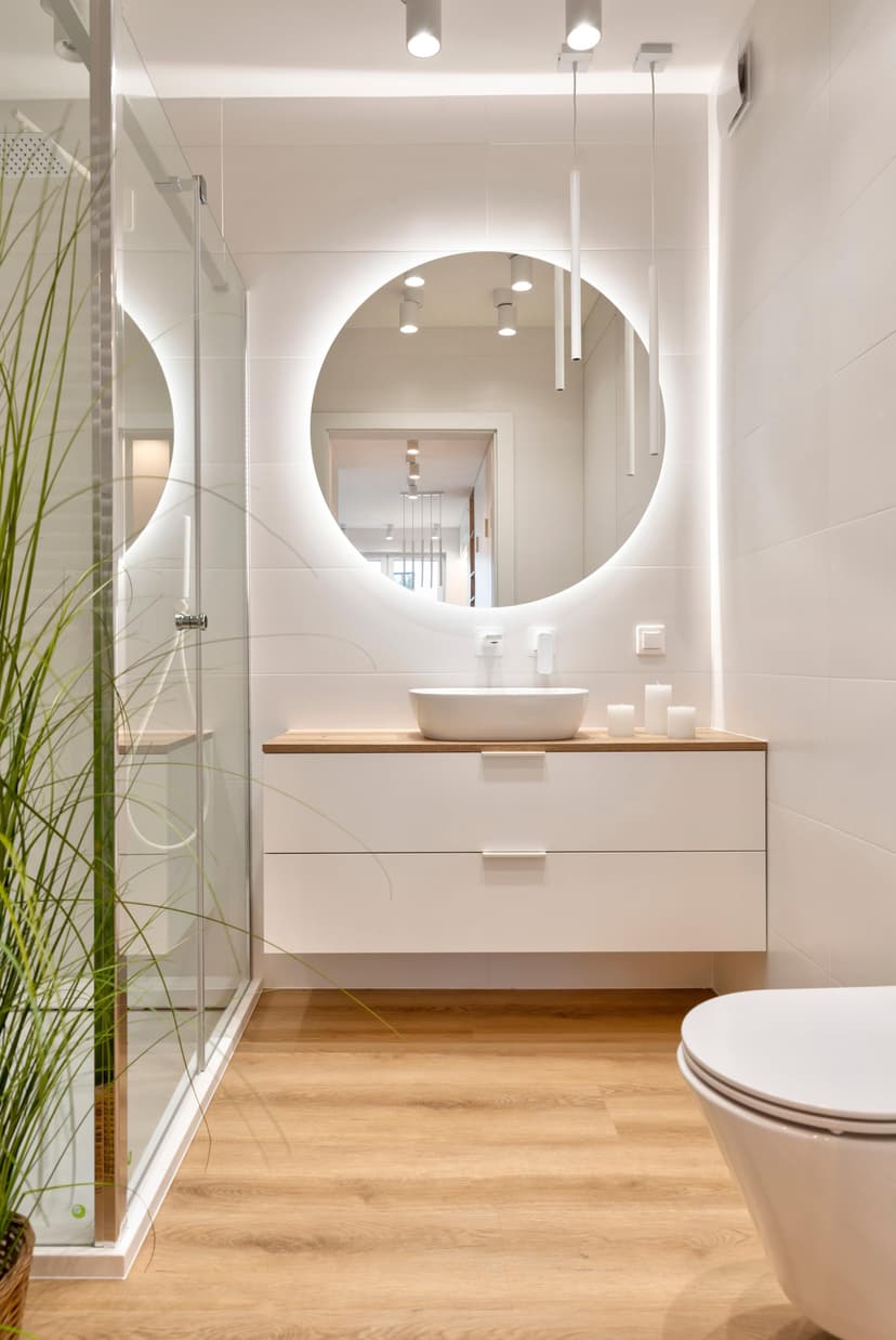 BD ART - Wall Mirror - Bathroom Mirror - Round Diameter 80 cm - with LED Lighting - Light Colour Cool White 4200 K, IP44 - Large Mirror - Full Length Mirror - Bathroom Wall Mirror - 5