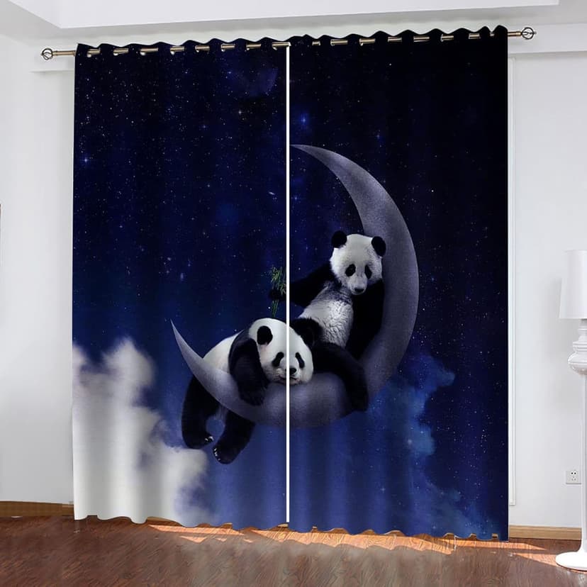 Kids Blackout Curtains For Bedroom Eyelet 67 X 79 Inch Drop 3D Star Cartoon Panda Curtains For Living Room Boys Girls Nursery Ring Top Window Curtains 2 Panels Super Soft Thermal Insulated - 1