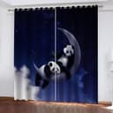 Rideau Thermique Occultant Isolant Anti Chaleur Et Anti Froid Fenetre Extérieur Grande Largeur 3D Panda De Dessin Animé Étoile 170X200Cm Lot De 2 Rideau Salon Chambre Enfant Moderne Rideaux À Oeillet - 1