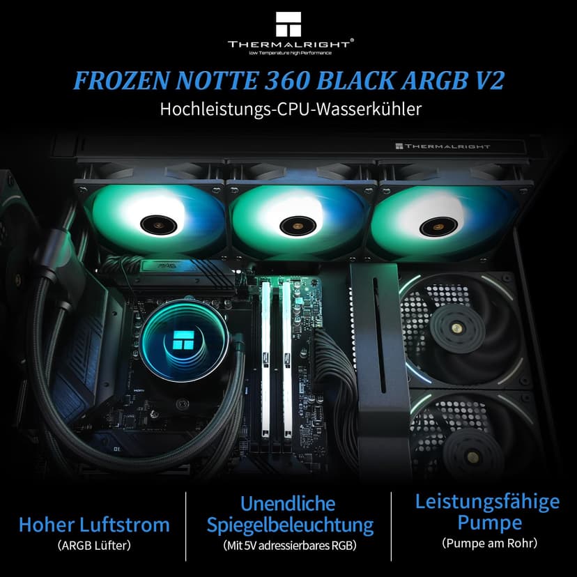 Thermalright Frozen Notte 360 Noir ARGB V2 Refroidisseur de processeur de refroidissement par eau,convient pour AMD :AM4/AM5, Intel LGA 1851/1700/115X/1200/2011 - 2
