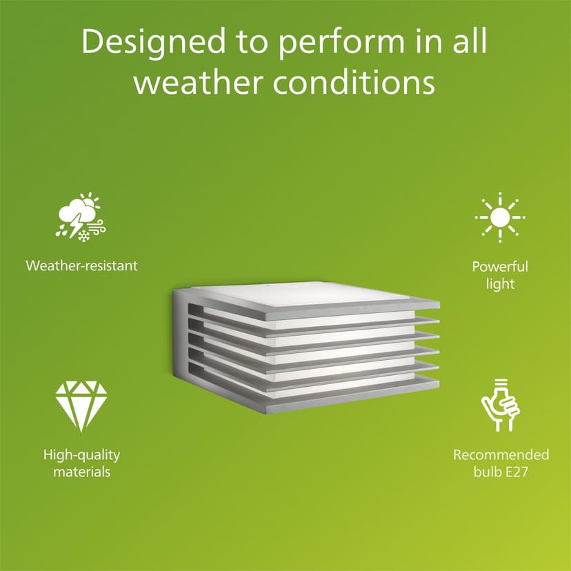 Philips Shades Outdoor Wall Light, IP44 Weather-resistant, Vertical Light, Durable, Aluminium, Light Grey, E27 Bulb Sold Separately - 3