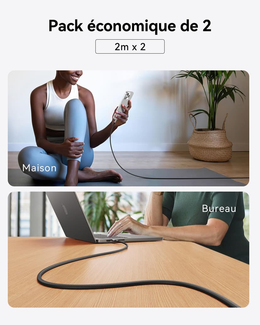 INIU USB C Charger Cable, 240W PD [2-Pack 2m] Type C Charge Cable - 7