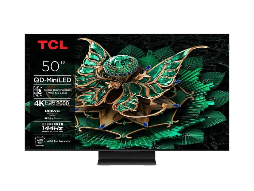 TCL 50C7K QD-Mini 50" 4K HDR Premium 2000 Smart Google TV with 144Hz Motion Clarity Pro (Dolby Vision IQ & Atmos, HVA Panel, Game Master) - 1