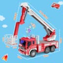 GizmoVine Gros Camion de Pompier, Véhicule Pompiers XXL avec Échelle, Sonore et Lumineux, Grand Realiste Maquette Camions, Voiture à Friction Jouet, Cadeau Enfant 3 4 5 6 7 8 Ans - Rouge - 2