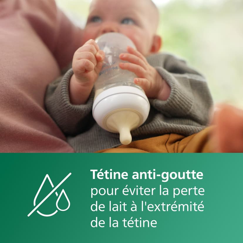 Philips Avent Kit biberons en verre Natural Response pour nouveau-né - 5 biberons, 2 sucettes Ultra Soft 0-6 mois, goupillon, sans BPA (modèle SCD879/11) - 6