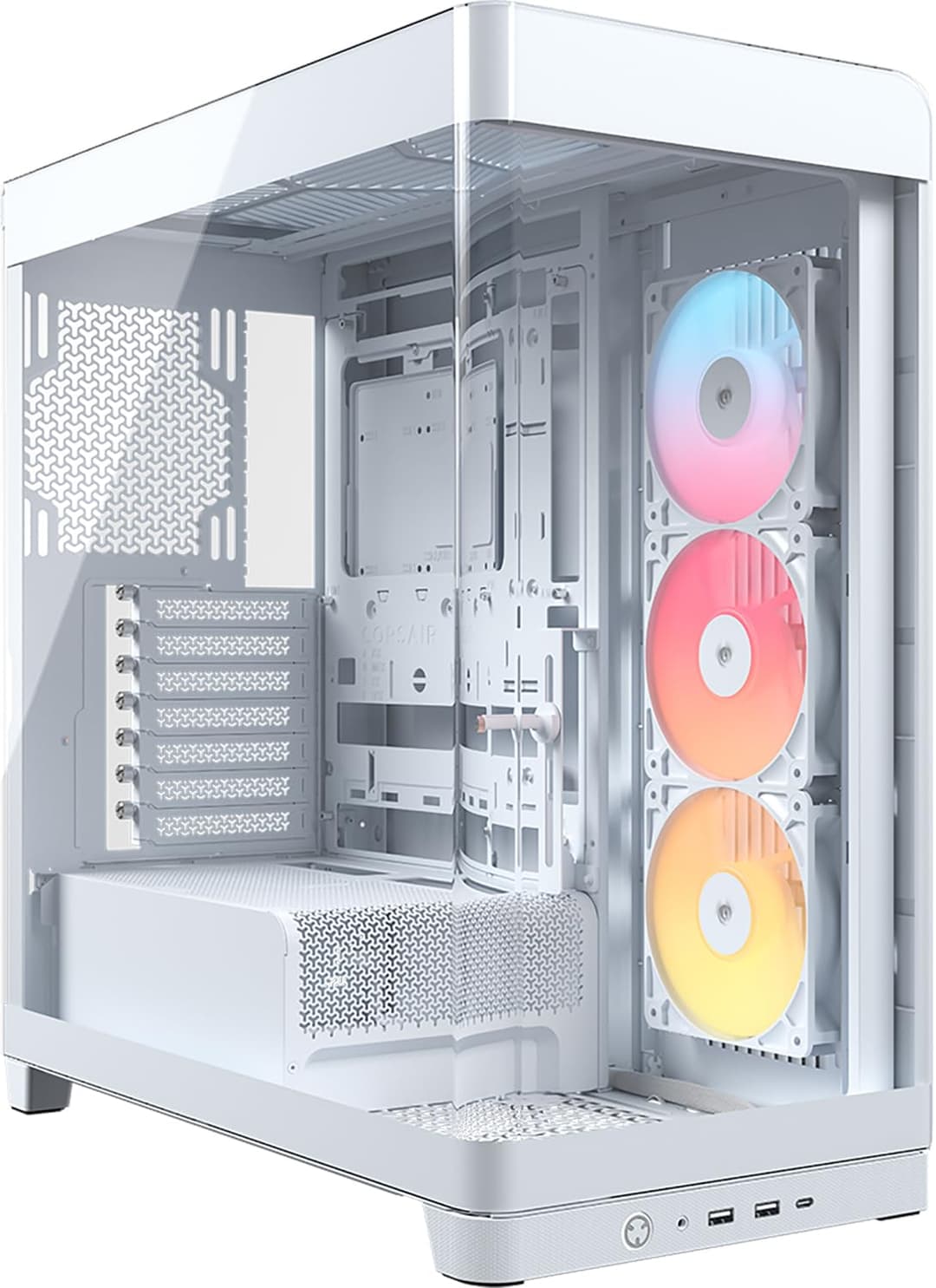 CORSAIR FRAME 4500X RS-R ARGB Panoramic Glass Mid-Tower PC Case – InfiniRail Mounting System, Fits Dual 360mm Radiators, GPU Anti-Sag, 3x RS120R Fans Included – White