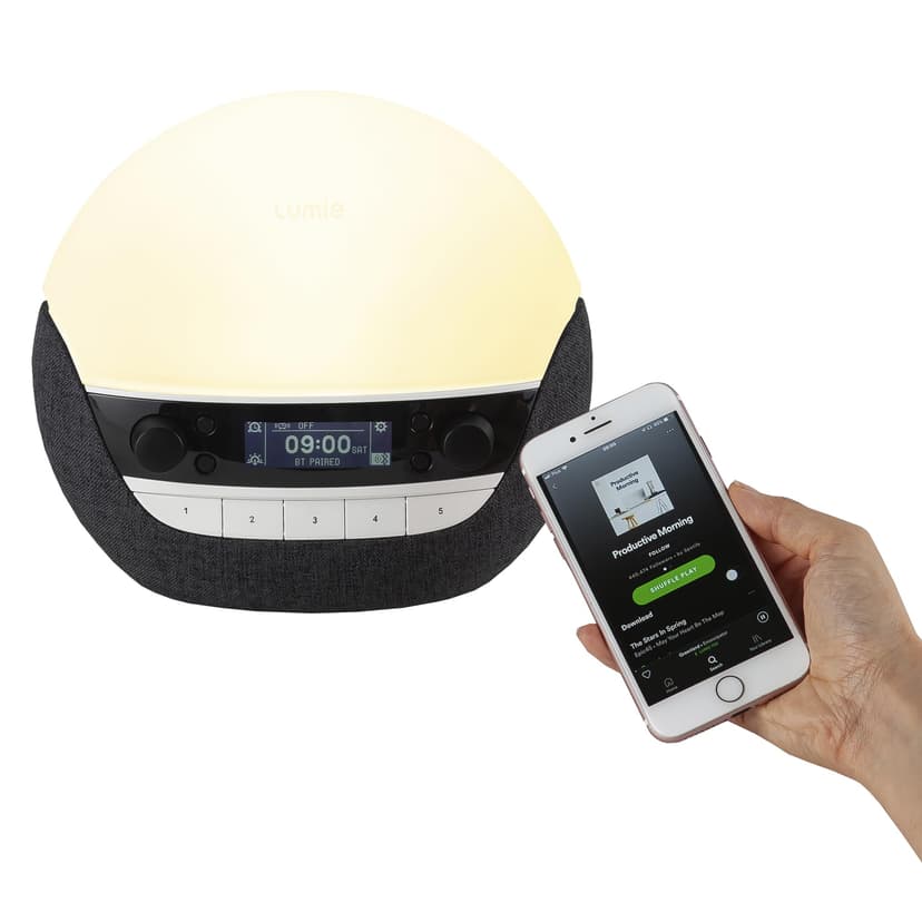 Lumie Bodyclock Luxe 750DAB - Réveil lumineux avec radio DAB, enceintes Bluetooth, lumière faible en bleu pour le sommeil - 8