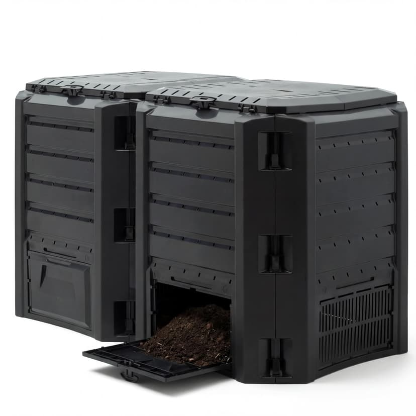 DEUBA® 800L Garden Compost Bin | Composting Organic ECO Waste Converter Box | Recycling Bins | Cleaning Caddy | Food Waste Bin | Dog Food Bin | Worm Farm | Outdoor Compost Garden Storage Box | Black - 1