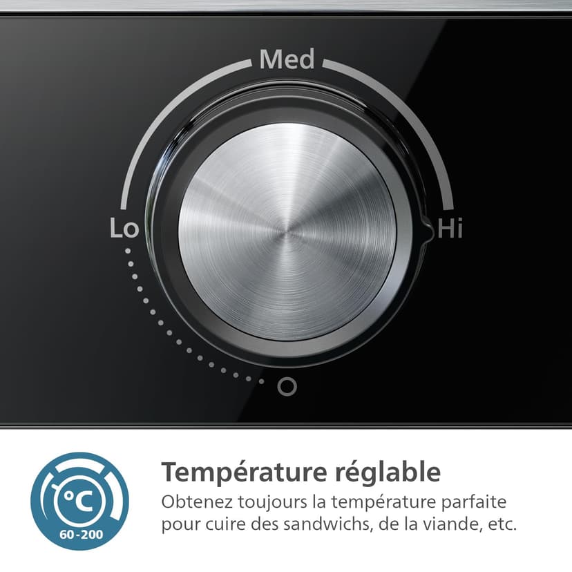 Philips Contact Grill - Adjustable Temperature Large Cooking Surface and High Power - Removable Non-Stick Plates and Grease Catcher (HD6301/90) - 8