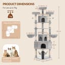 Fobyfurny Large Cat Tree, 220cm Cat Climbing Frame with Large Cave, 3 Top Perches, 8 Sisal Posts, Hammock, Baskets, Grooming Post, Thick Sisal Rope, Play Towers & Trees for Cats, Light Grey FPMS011FG1 - 5
