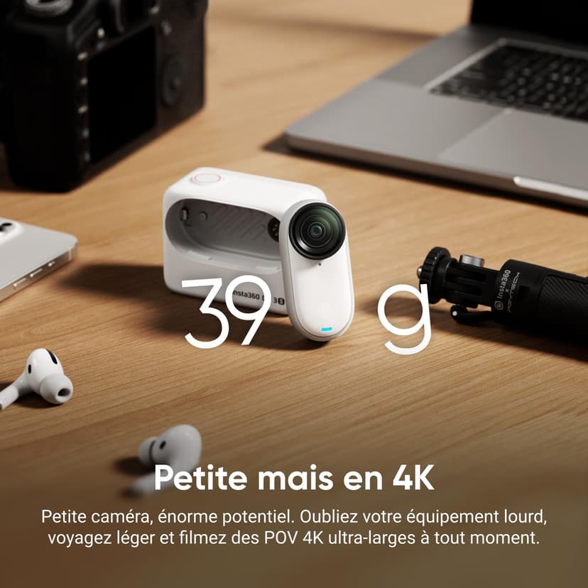 Insta360 GO 3S - 128 GB White 4K Tiny Portable Vlogging Camera, Hands-Free POVs, Mount Anywhere, Stabilization, 140 Min Battery Life, 10m Waterproof, Pet POV - 2