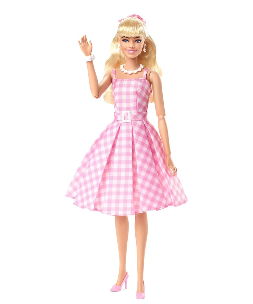 Barbie Le Film Poupée Mannequin Articulée Look Vintage en Robe Vichy Rose Et Blanche, avec Collier De Marguerites, À Collectionner, Jouet Enfant, HPJ96 - 9
