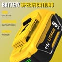 2Pcs Remplacement pour DeWalt Batterie 18V 5.0Ah DCB182 DCB180 DCB184 DCB200 DCB182 DCB181 DCB201 Outil Batterie Goodexo(Jaune Vert) - 2