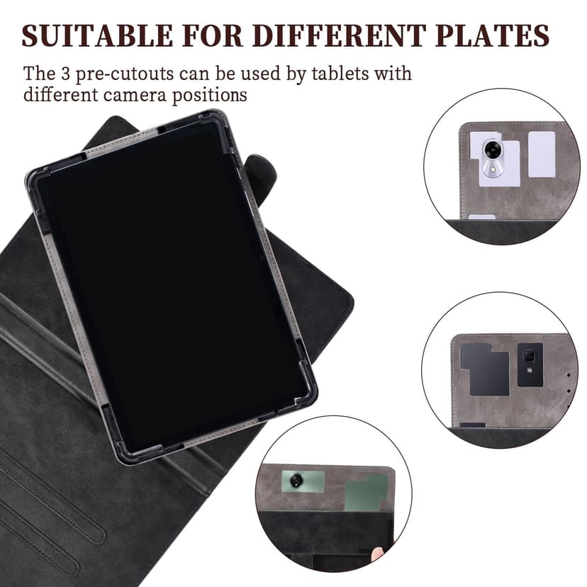 Coque Compatible pour Danew Dslide 115 10.1-Pouces Tablette Coque Etui Case Rotation à 360 degrés Angles de Vue Multiples Socle en Cuir PU Folio Cover Noir - 4