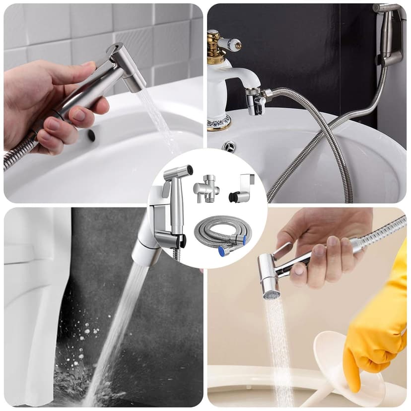 Bidet Hand Shower Personal Hygiene Set, Hand Stainless Steel Bidet Sprayer with 1.5 m Hose, Baby Cloth Nappy Spray Kit, Adjustable Spray Gun, Bidet Shower for Personal Hygiene - 7