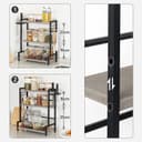 HOOBRO Étagère à Épices, Porte-épices avec 3 Crochets, Organisateur de Cuisine à 3 Niveaux, Range-épices avec Porte-Couteaux, Pieds Réglables, pour Salle à Manger, Grège et Noir, EBG01TL01 - 5