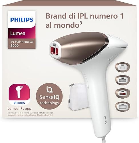 Philips Lumea série 8000, Épilateur à lumière pulsée, alternative à l'épilation laser, technologie SenseIQ, 4 accessoires pour le corps, le visage, le maillot et les aisselles, modèle BRI948/00