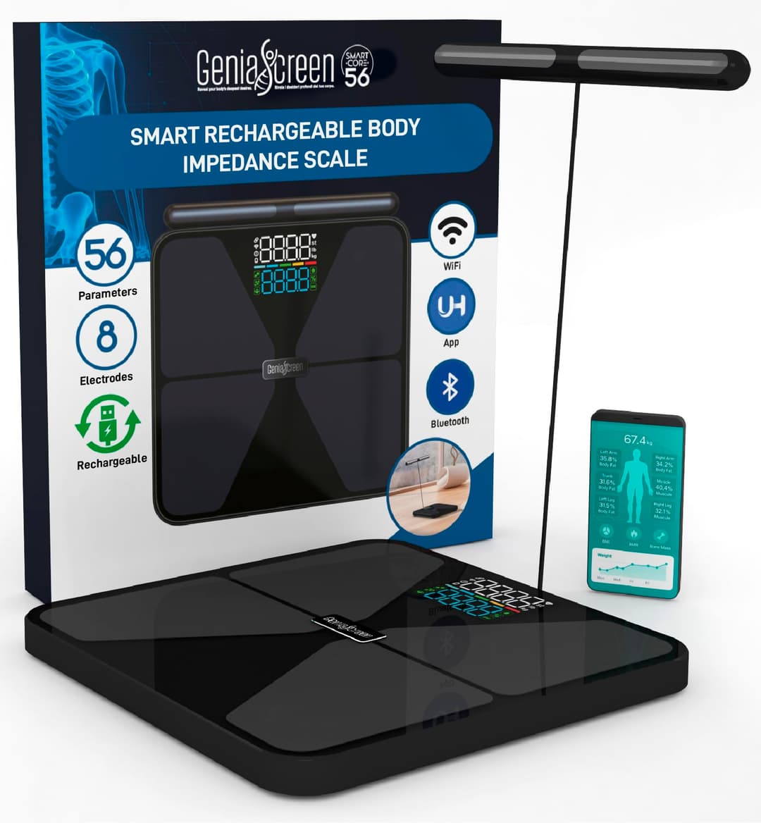 Balance Impédancemètre Connectée WiFi Bluetooth Pèse Pers…