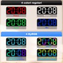PiKaPiKaP RGB Digital Alarm Clock, 9.6 Inches Digital Wall Clock, USB Powered Alarm Clock with LED Display with Remote Control, 3 Alarm, 3 Inches Large Digit, Snooze, 12/24 Hours for Home Office - 3