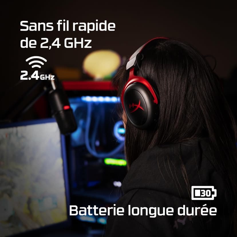 HyperX Cloud II Wireless -Gaming Headset for PC, PS5, PS4, Long Lasting Battery Up to 30 Hours, DTS® Headphone:X®Spatial Audio, Memory Foam, Detachable Noise Cancelling Microphone with Mic Monitoring - 4