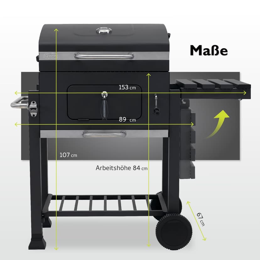 tepro Grillwagen Toronto Click Charcoal Barbecue, Anthracite/Stainless Steel, 56 x 41.5 cm - 2
