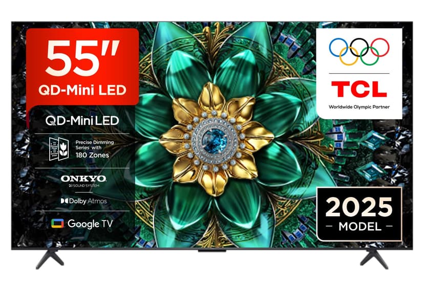 TCL 55Q6C QD-Mini LED TV, 4K HDR Premium 1000nits, Smart TV alimenté par Google (Dolby Vision IQ et Atmos, système Audio Onkyo 2.1, Motion Clarity Pro 144Hz, contrôle Vocal Mains Libres) - 1