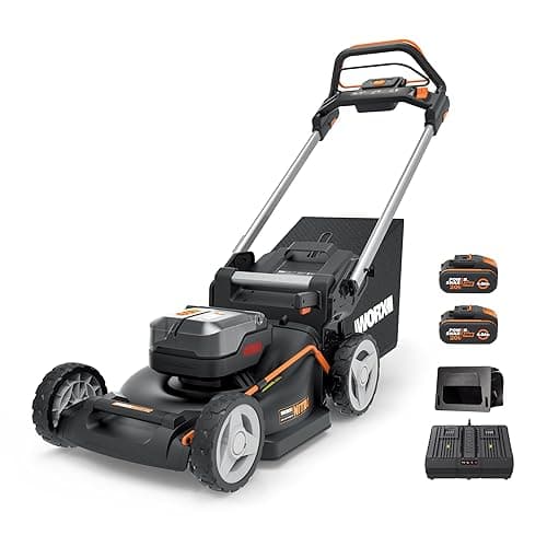 WORX Nitro WG749E Rasaerba 40 V (2 x 20 V) | PowerShare | Include 2 batterie 4 Ah e caricatore doppio | 46 cm con trazione | Mulching | 7 posizioni di altezza