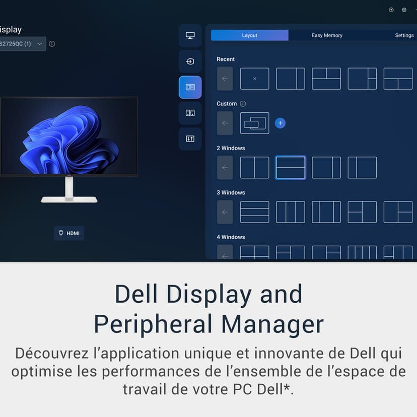 Dell 32 Plus Écran PC - S3225QS, 4K UHD (3840x2160), 120Hz, VA, 4ms, AMD FreeSync Premium, 95% DCI-P3, HDR10, Réglage en Hauteur, Haut-parleurs intégrés, DisplayPort, 2 HDMI, Garantie 3 Ans - 8