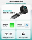 Ottocast Mini Pico 2026 Wireless CarPlay & Android Auto Adapter, WiFi 6 & Bluetooth 5.4, Mini Plug & Play USB Dongle, Wired to Wireless, Auto Reconnect, OTA Upgrade - 2