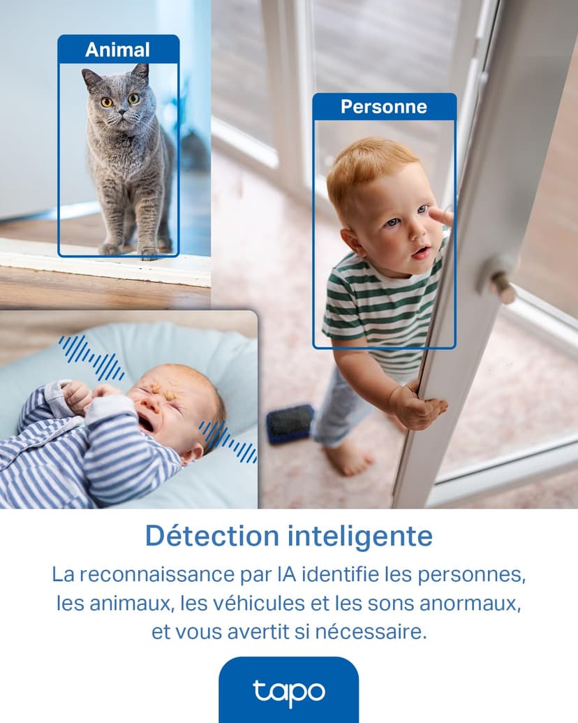 Tapo 2.5K(4MP) Caméra de Surveillance WiFi intérieure 360°, Détection Humaine AI Suivi Intelligent, Sirène et détection de Mouvement, Audio bidirectionnel, Compatible Alexa pour Bébé/Animaux C220 - 4