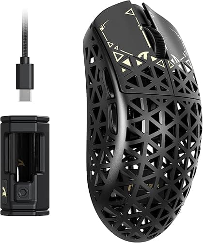ATTACK SHARK R5 Ultra Carbon Fibre HyperSpeed Wireless Gaming Mouse, 39g Ultralight Mice, 2.4G/BT/USB-C Wired, PixArt PAW3950MAX Sensor, 8000Hz Wireless Polling Rate, 42KDPI, for Win/Mac - Black