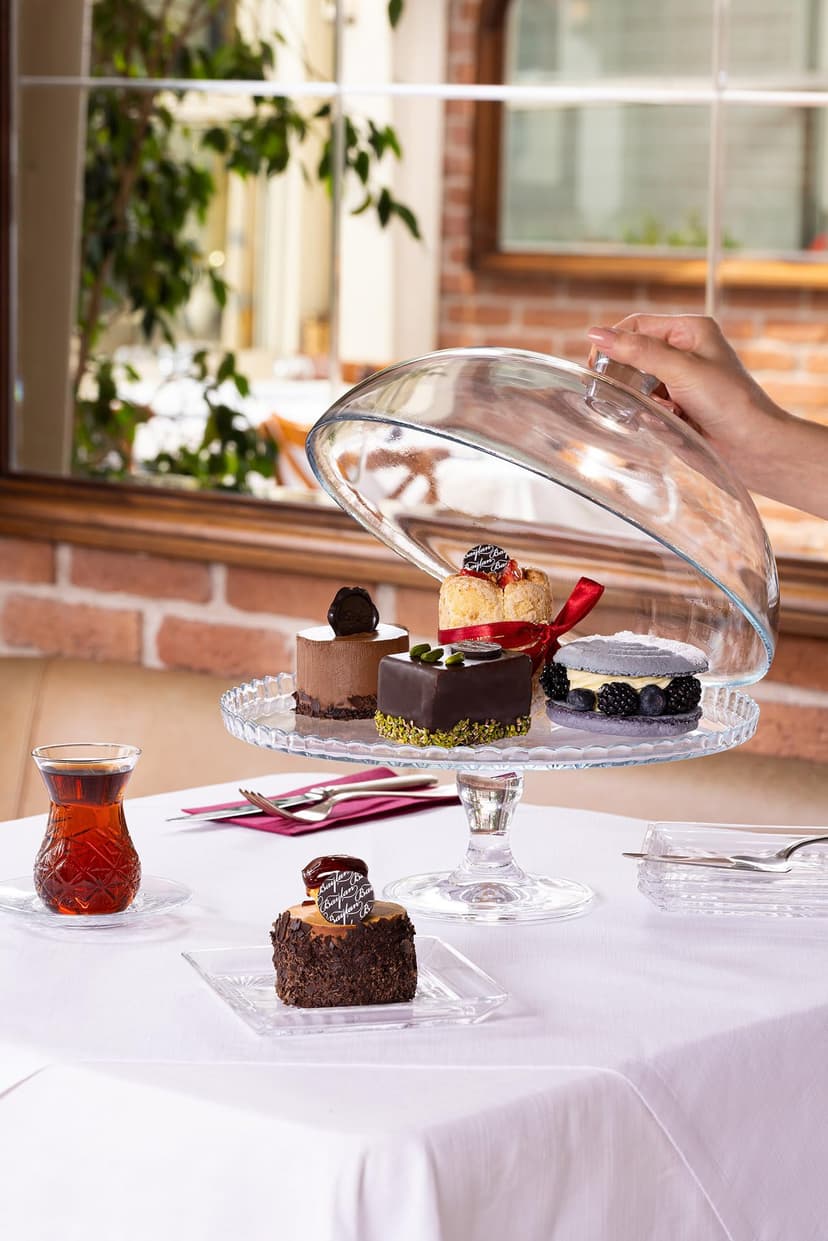 Banquet Plateau with Glass Dome, White, 32.5 x 32.5 x 26.3 cm - 6