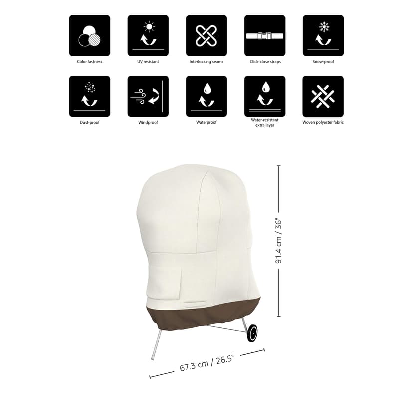 Amazon Basics Kettle Grill Cover, BBQ Cover, 67 cm, Ivory/Brown - 7