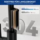 CECIPA Faucet kitchen black 360° rotatable, high pressure kitchen faucet black, mixer tap kitchen with high arc, single lever tap, sink fitting stainless steel, G3/8 connection fixture - 6