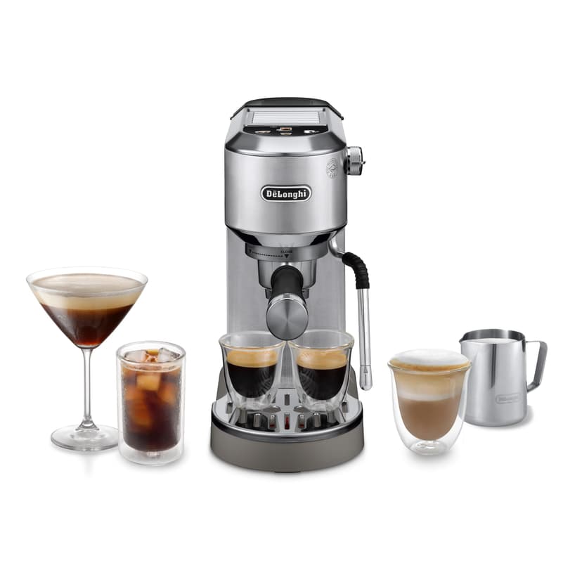 De'Longhi Dedica Duo EC890.M, Barista Coffee Machine with Pump, Espresso and Cold Brew, Manual Coffee Machine with LatteArt Steam Rod, 15 cm Wide, 2 Espresso, Touch Screen, Cup up to 13 cm, Metal - 1