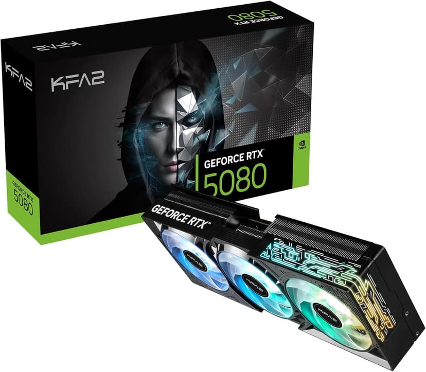 KFA2 GeForce RTX 5080 EX Gamer 1-Click OC, Xtreme Tuner App Control, 16GB, GDDR7, 256-Bit, DP 2.1b*3/HDMI 2.1b/DLSS 4/Gaming Graphics Card (EX Gamer, Black, RTX 50 Series) - 1