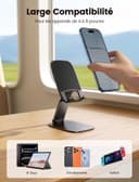 Lamicall Support Téléphone Bureau Pliable - [15mm Ultrafin] Base Métallique, Hauteur & Angle Réglables, Support Téléphone Universel pour iPhone 17/16/15/14/13/12 Pro Max, Samsung et Autres Smartphones - 6