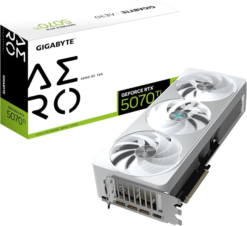 Gigabyte GeForce RTX 5070 Ti AERO OC 16G Graphics Card - 16GB GDDR7, 256bit, PCI-E 5.0, 2588 MHz Core Clock, 3 x DP 2.1a, 1 x HDMI 2.1b, NVIDIA DLSS 4, GV-N507TAERO OC-16GD - 1