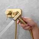 Tecmolog Bidet portable pour WC Acciaio Inossidabile Ensemble de vaporisateur à main chaude et froide Doré brossé WS024J2F2 - 4