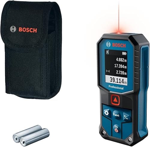Bosch Professional laser measure GLM 40-31 (IP65 certified, shock-absorbing housing, 7 measuring modes, automatic calculations for length/area/volume, bright colour display, Li-ion battery compatible)
