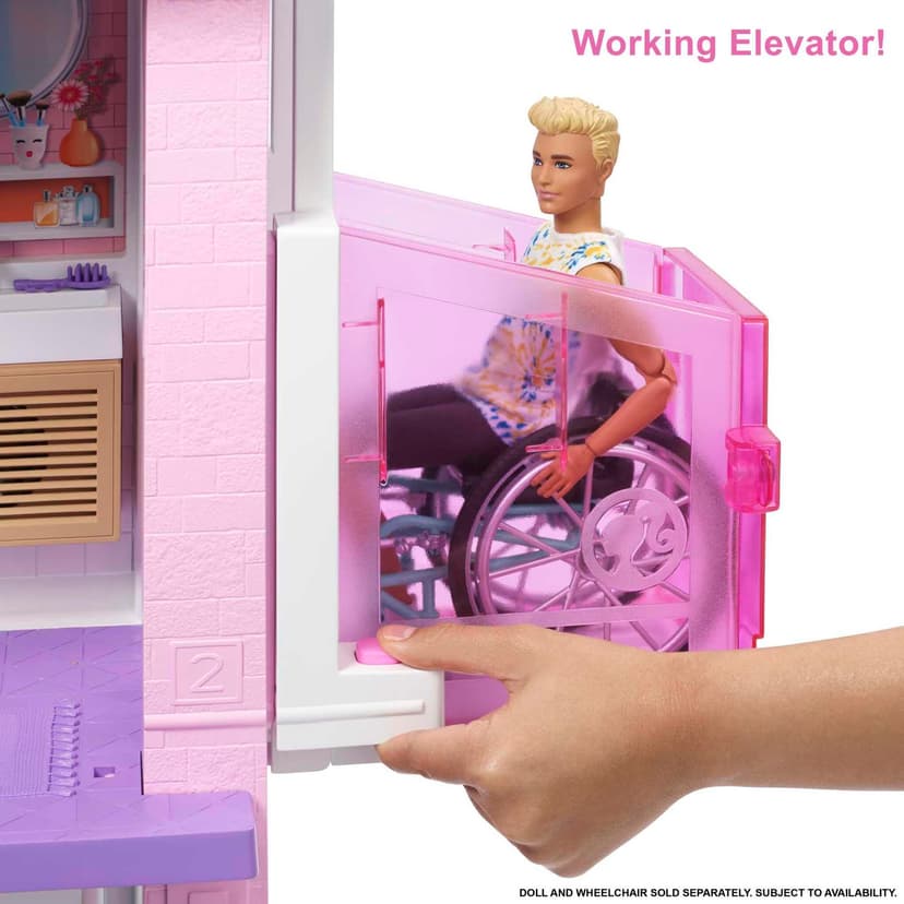 Barbie DreamHouse Dollhouse with 75+ Accessories and Wheelchair Accessible Elevator, 10 Play Areas, 3 Custom Light Settings & Music, GRG93 - 4