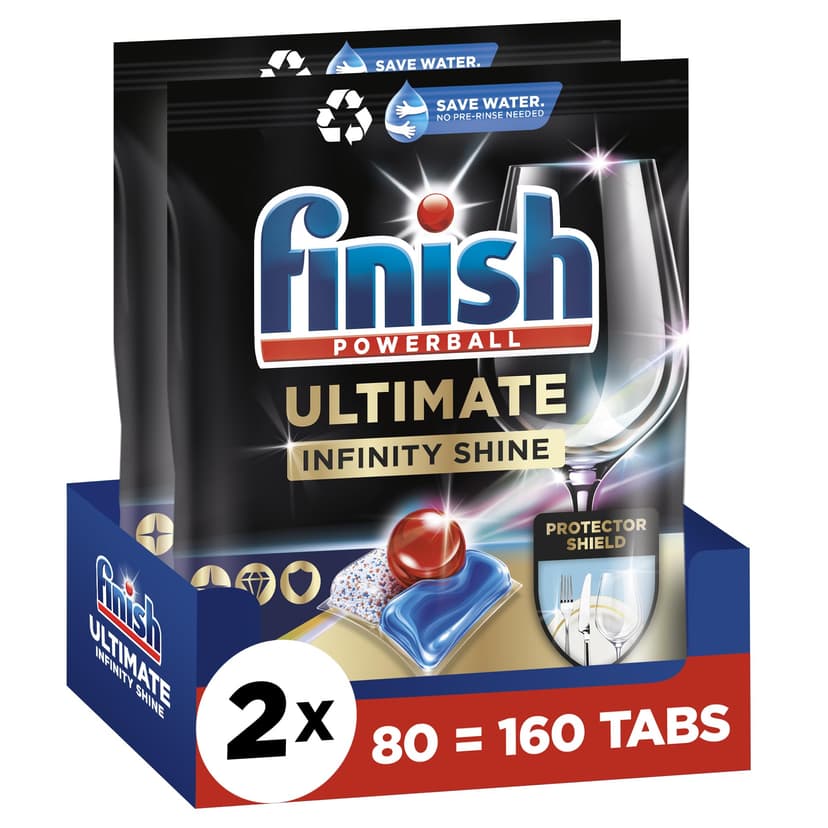 Finish Dishwasher Tablet, Ultimate Infinity Shine, 160 Tablets (80 x 2 pck) Fresh Scent, Clean & Shine Detergent Tabs, Tough on Grease Stains - 1