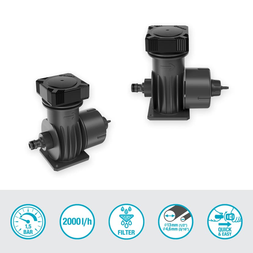 Gardena Micro-Drip-System Master Unit 2000: Starting unit for the automatic irrigation system, reduces pressure and filters the water, simple connection technology (13310-20) - 2