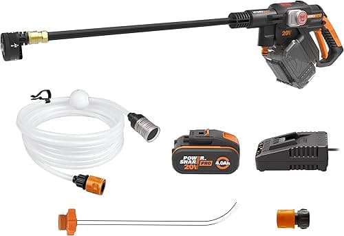 WORX WG633E Hydroshot Cordless Pressure Washer 20 V - 56 Bar Max. Pressure - Multifunctional for Cleaning & Watering - Powerful Brushless Motor - 5-in-1 Pressure Nozzle - Includes 4Ah Battery & Charger