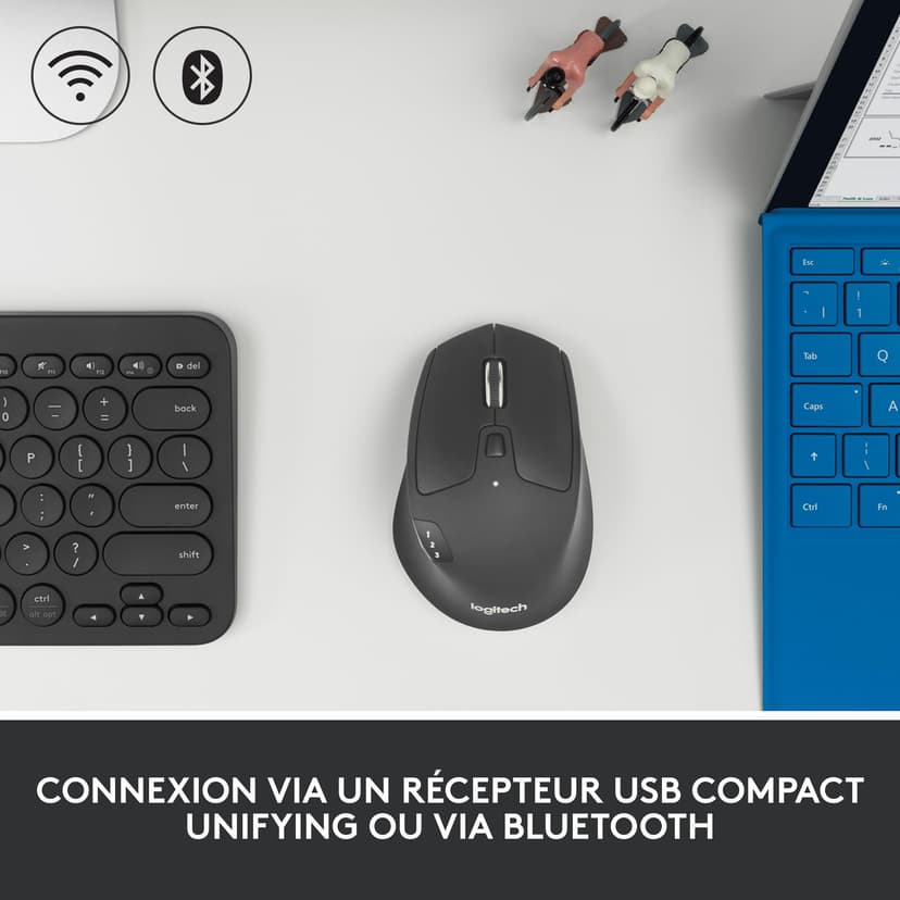 Logitech M720 Triathlon, Souris sans Fil, Multi-Dispositifs, Bluetooth et 2,4 GHz avec Récepteur USB Unifying, 1000 PPP, 8 Boutons, Batterie Longue Durée 24 Mois, Portable/PC/Mac/iPad OS - Noir - 4
