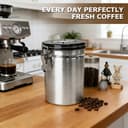 BUCOMTU 1,8 L Boîte à Café Hermétique en Acier Inoxydable avec Cuillère à Mesurer, Boîte à Conservation Hermétique, pour Café en Grains, Café Moulu, Noix, Sucre, Céréales - 7