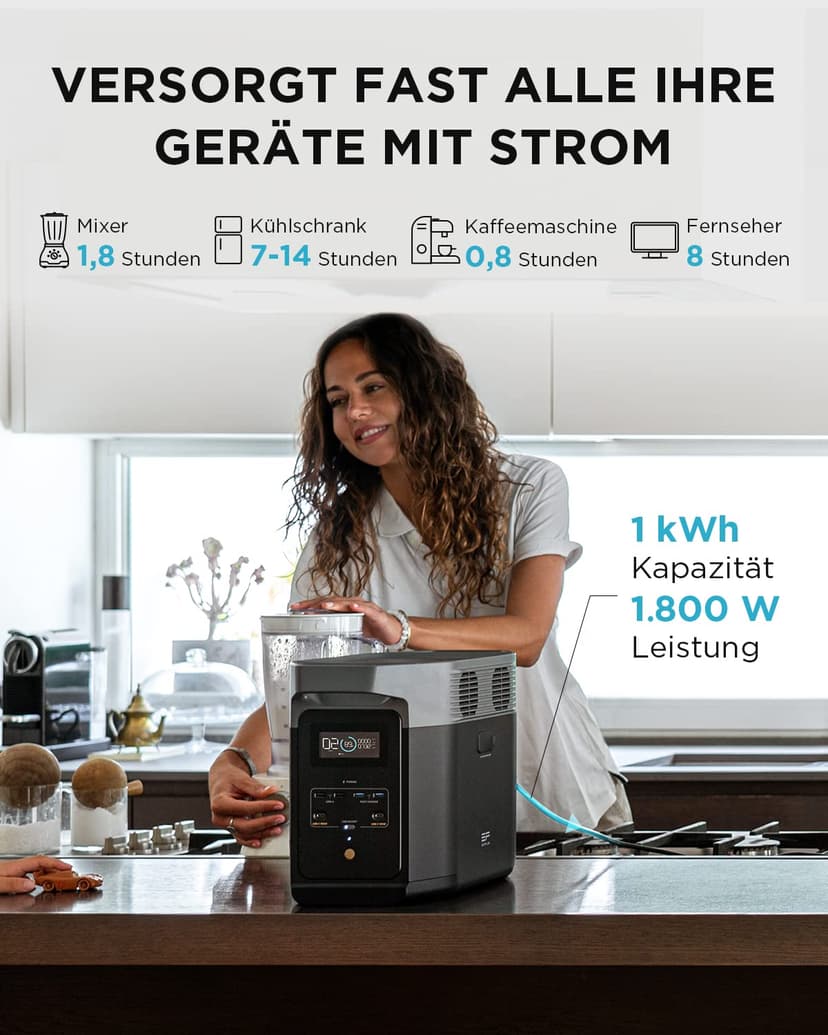 EcoFlow DELTA 2 Portable Power Station with expandable capacity from 1 to 3 kWh, LFP battery, only small defects in packaging, the product is completely unused (Renewed) - 3