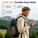 Solar Power Bank 26800mAh, PD15W USB C Portable Solar Charger Fast Charging External Battery Pack with 3 Outputs 2 Inputs and LED Light for Outdoor Phone Tablets and More - 5