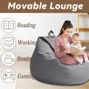 Highdi Large Bean Bag Without Fillings - Cotton Linen Durable & Comfortable, Grey Storage Bean Bag Chair for Living Room/Bedroom/Gaming Room, Perfect for Adults & Teens, Childrens - 7